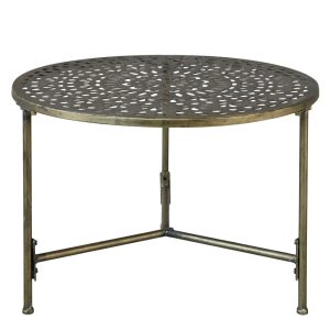 Mosazný antik kovový kulatý odkládací stolek Hilla - Ø 60*42 cm Chic Antique  - -