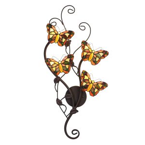 Nástěnná lampa Tiffany Papillons - 32*68 cm G4/4*2W Clayre & Eef  - -