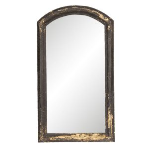 Nástěnné vintage zrcadlo v černém rámu s patinou - 33*3*59 cm Clayre & Eef  - -
