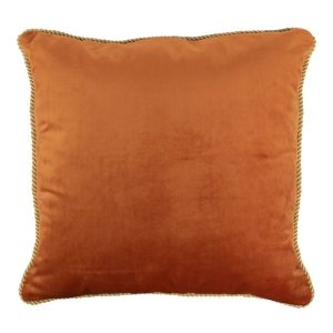 Oranžový sametový polštář obšitý krouceným zlatým provázkem Velvet - 45*10*45cm Mars & More  - -