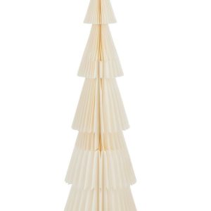 Papírová krémová skládací vánoční dekorace strom - Ø 40*122cm J-Line by Jolipa  - -