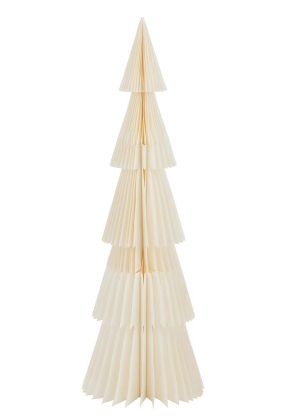 Papírová krémová skládací vánoční dekorace strom - Ø 40*122cm J-Line by Jolipa  - -