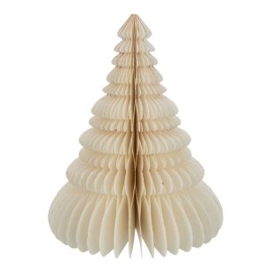 Papírová krémová skládací vánoční dekorace stromek - Ø 19*24cm J-Line by Jolipa  - -