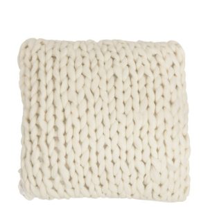 Pletený krémový polštář Tricot white - 40*40 cm J-Line by Jolipa  - -