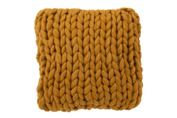 Pletený okrový polštář Tricot ochre - 40*40 cm J-Line by Jolipa  - -