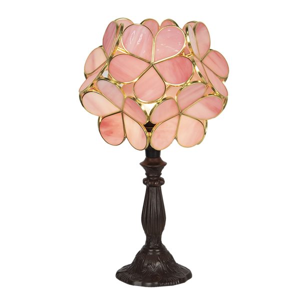 Růžová stolní lampa Tiffany Bloom - 21*21*38 cm Clayre & Eef  - -