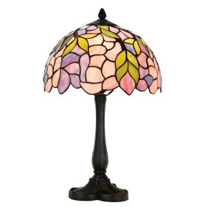 Růžová stolní lampa Tiffany LIlla - Ø 30*50 cm E27/max 1*60W Clayre & Eef  - -