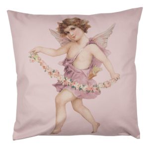 Růžový povlak na polštář s andělem Angel - 45*45 cm Clayre & Eef  - -