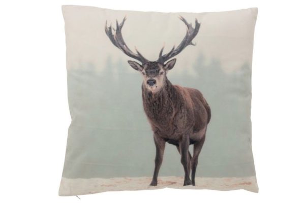 Sametový polštář s jelenem Deer - 45*45 cm J-Line by Jolipa  - -