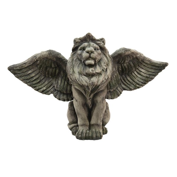 Šedá antik dekorace socha lev s křídly Lion Grey - 100*44*60 cm Clayre & Eef  - -