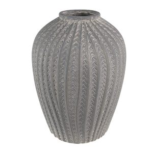 Šedá cementová dekorativní váza L - Ø 21*28 cm Clayre & Eef  - -