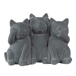 Šedá dekorace socha 3 kočky Cat Grey  - 22*10*16 cm Clayre & Eef  - -