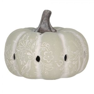 Šedo-zelená antik dekorace dýně s ornamentem Pumpkin - Ø 23*18 cm Clayre & Eef  - -