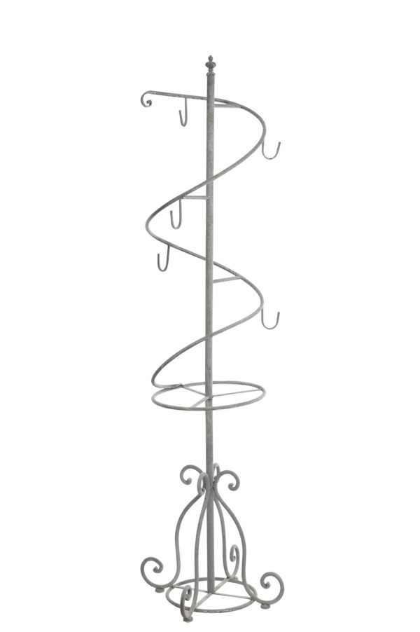Šedý antik kovový věšák na oblečení ve tvaru spirály s háčky Spine - Ø52*181cm J-Line by Jolipa  - -