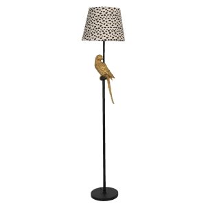Stojací lampa se vzorovaným stínidlem a dekorací papouška – Ø 37*165 cm E27 Clayre & Eef  - -
