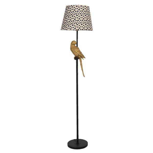 Stojací lampa se vzorovaným stínidlem a dekorací papouška – Ø 37*165 cm E27 Clayre & Eef  - -