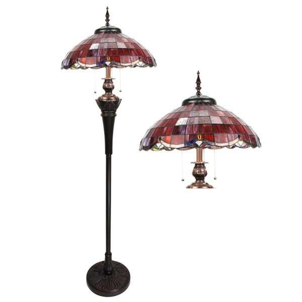 Stojací lampa Tiffany Reddo - Ø 51*166 cm E27/max 3*60W Clayre & Eef  - -