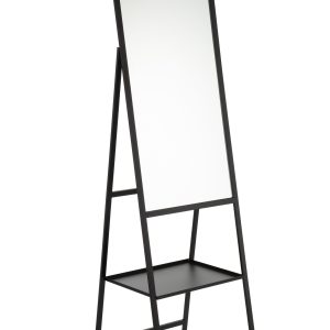 Stojací zrcadlo v černém kovovém rámu Industrial - 45*161 cm J-Line by Jolipa  - -