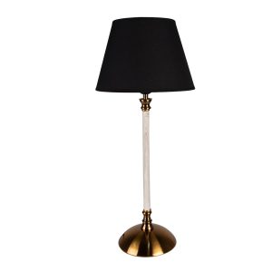 Stolní lampa s bílo-zlatou základnou a černým stínidlem Vileo - Ø 22*53 cm E27/max 1*60W Clayre & Eef  - -