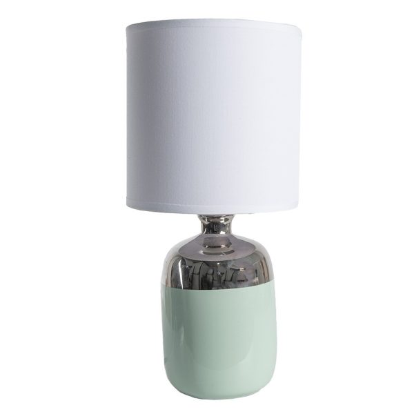 Stolní lampa s keramickou nohou a bílým stínidlem - Ø 15*33 cm E27/max 1*60W Clayre & Eef  - -