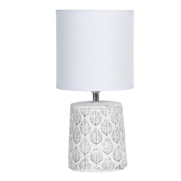 Stolní lampa s listy a bílým stínidlem - Ø  15*31 cm E14/max 1*40W Clayre & Eef  - -