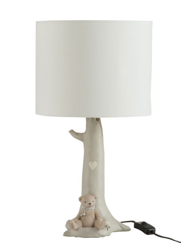 Stolní lampa s textilním stínidlem a medvídkem Bearlove - Ø 25*46 cm J-Line by Jolipa  - -