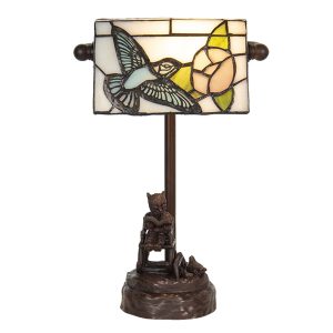 Stolní vitrážová lampa Tiffany s medvídkem - 17*15*28 cm E14/max 1*25W Clayre & Eef  - -