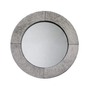 Stolní zrcadlo Minna s lemováním z hovězí kůže šedé - 25*13*25cm Mars & More  - -