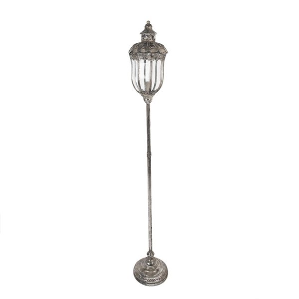 Stříbrná antik kovová stojací lampa Gildo - Ø 21*140 cm E14/Max 1*60W Clayre & Eef  - -