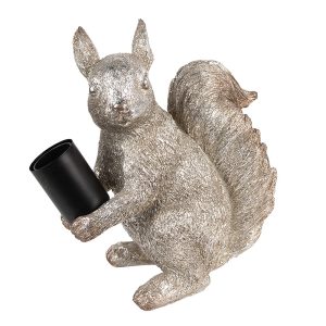 Stříbrná stolní lampa veverka Squirrel - 24*12*25 cm E27/max 1*60W Clayre & Eef  - -