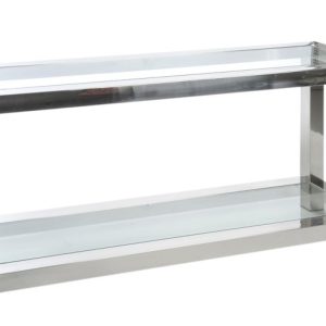 Stříbrný kovový konzolový stolek se skleněnou deskou Luxx - 140*40*70cm J-Line by Jolipa  - -