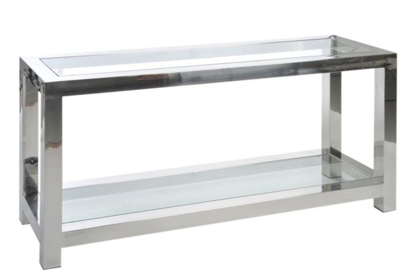 Stříbrný kovový konzolový stolek se skleněnou deskou Luxx - 140*40*70cm J-Line by Jolipa  - -