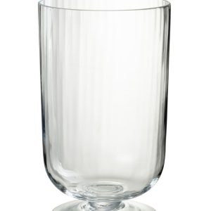Transparentní skleněná váza na noze Hurricane Lines - Ø 22*39 cm J-Line by Jolipa  - -