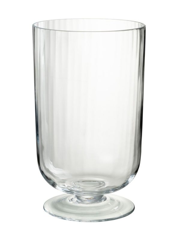 Transparentní skleněná váza na noze Hurricane Lines - Ø 22*39 cm J-Line by Jolipa  - -