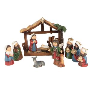 Vánoční dekorace Betlém s figurkami (set 11ks) - 10*4*9 cm Clayre & Eef  - -