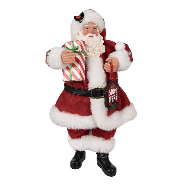 Vánoční dekorace Santa Claus s dárkem - 16*8*28 cm Clayre & Eef  - -