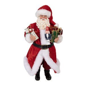 Vánoční dekorace Santa Claus s dárky a Louskáčkem - 16*8*28 cm Clayre & Eef  - -