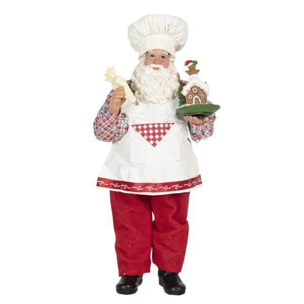 Vánoční dekorace Santa cukrář s perníkovou chaloupkou - 13*10*28 cm Clayre & Eef  - -