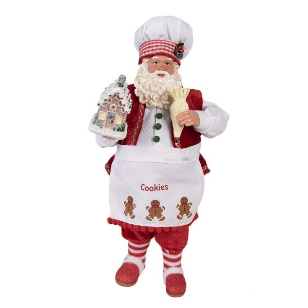 Vánoční dekorace Santa cukrář s perníkovou chaloupkou - 16*8*28 cm Clayre & Eef  - -