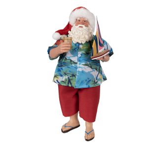 Vánoční dekorace Santa v košili a žabkách - 16*8*28 cm Clayre & Eef  - -