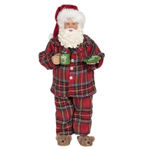 Vánoční dekorace Santa v pyžamu s bačkorkama - 14*10*28 cm Clayre & Eef  - -