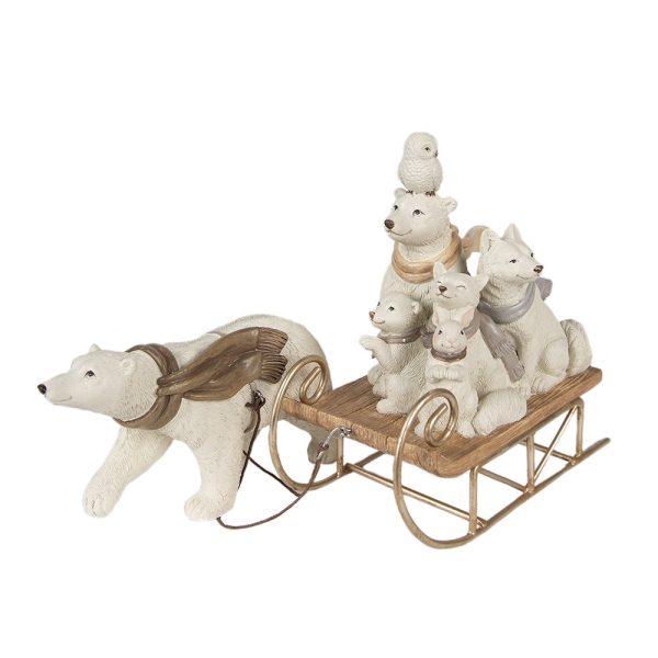 Vánoční dekorace socha ledního medvěda se sáňkami a zvířátky - 30*8*15 cm Clayre & Eef  - -