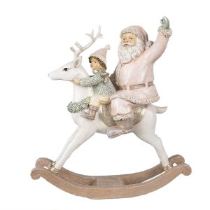 Vánoční dekorace socha Santa na houpacím jelínkovi - 21*8*23 cm Clayre & Eef  - -