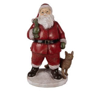 Vánoční dekorace socha Santa s liškou - 16*14*26 cm Clayre & Eef  - -