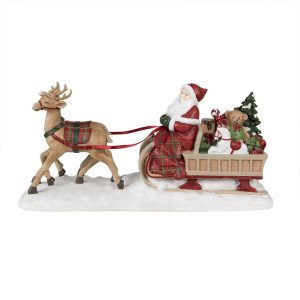 Vánoční dekorace Socha Santa se sáněmi - 41*11*19 cm Clayre & Eef  - -