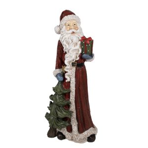 Vánoční dekorace socha Santa se stromkem a dárkem - 45*33*104 cm Clayre & Eef  - -