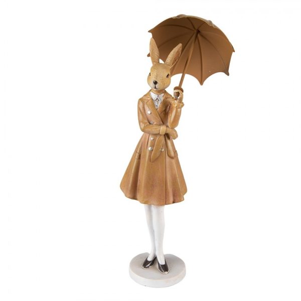 Velikonoční dekorace králičí dáma s deštníkem - 10*10*28 cm Clayre & Eef  - -