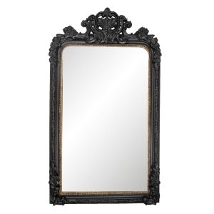 Velké nástěnné zrcadlo s černým antickým rámem - 90*158*14 cm Clayre & Eef  - -
