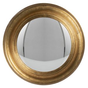 Vypouklé zrcadlo s masivním zlatým rámem Beneoit – Ø 34 cm Clayre & Eef  - -