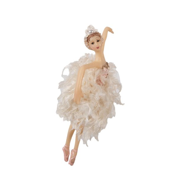 Závěsná dekorace Ballerina v peříčkové sukni - 11*2*15 cm Clayre & Eef  - -